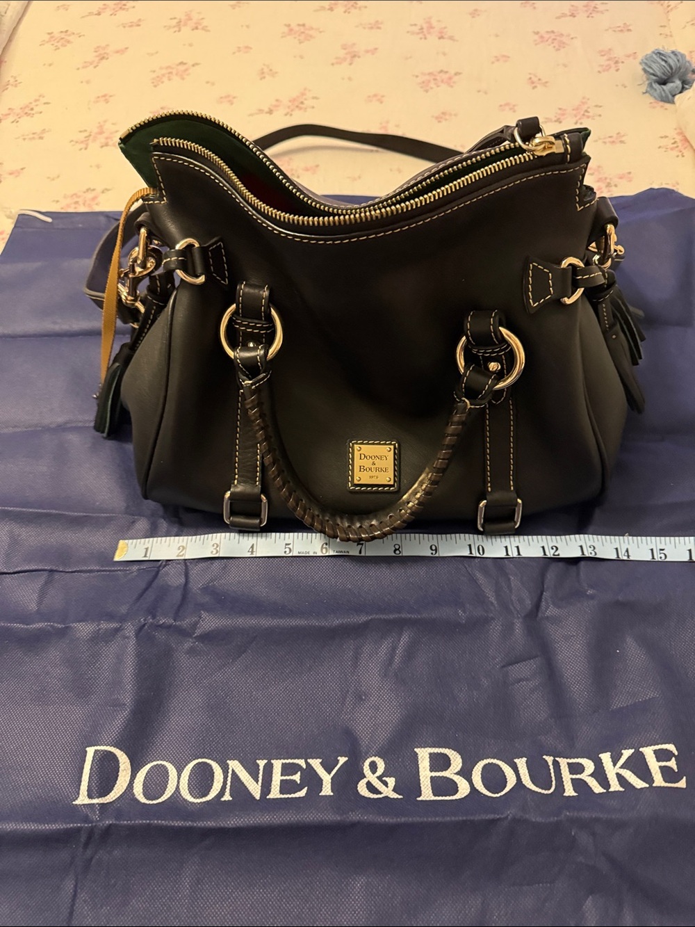 Dooney & Bourke Brown Leather Shoulder Bag with Gold Hardware